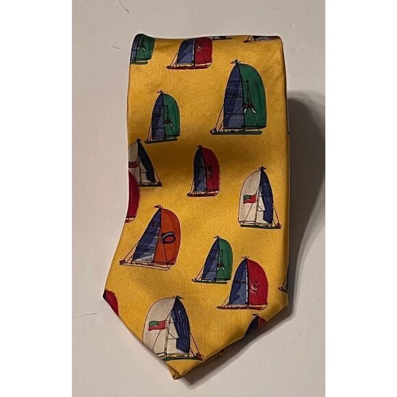 Lands End 100% Silk Tie Sailboat Vintage - Picture 3 of 4
